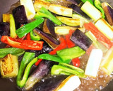 ナスと長ネギとピーマンの彩り焼き浸し作り方4写真