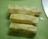 簡単！ブロッコリーの芯と肉舞茸炒め作り方1写真