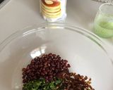 和風なヨモギと小豆の米粉ホットケーキ作り方1写真