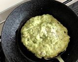 和風なヨモギと小豆の米粉ホットケーキ作り方8写真