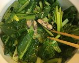 さば缶と小松菜の塩辛パスタ作り方4写真
