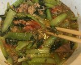 さば缶と小松菜の塩辛パスタ作り方5写真