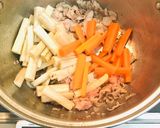 あっという間ゴボウと人参と豚バラ肉の煮物作り方3写真