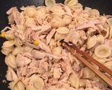 ローストチキンリメイク！たらこ鳥パスタ♪作り方4写真