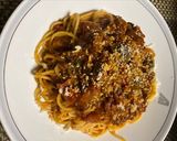 茄子入りミートソースの スパゲティー作り方14写真