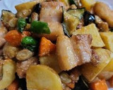 皮まで丸ごと揚げ野菜の豚味噌炒め作り方10写真