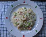 えび＆枝まめのクリームパスタ(^^♪作り方3写真