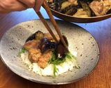 簡単♪鶏肉と茄子の甘味噌丼作り方5写真