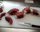 活きた水ダコのお刺身と、下処理と皮むきと作り方10写真