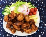 柔らかジューシー醤油唐揚げ♡ごま油揚げ作り方6写真