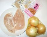 新玉ねぎ鶏肉のかき揚げ風♪簡単揚げない作り方1写真