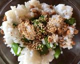 納豆とスナックエンドウのご飯作り方4写真