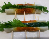 ちくわにきゅうりと大葉挟み＋ミニトマト作り方4写真