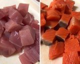 ポキ風♡漬けマグロサーモンアボカド丼作り方1写真