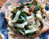 納豆と高菜・ほうれん草のゴチャトースト作り方4写真