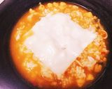 辛ラーメンのスープで　チーズ雑炊作り方5写真