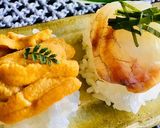 生ウニと昆布じめ鯛をご飯に乗せて〜作り方5写真