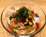 ころころ夏野菜と生ハムの冷やしうどん作り方6写真