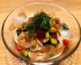 ころころ夏野菜と生ハムの冷やしうどん作り方6写真