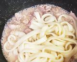 水菜と豚肉のうどんでパスタ作り方5写真