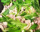 水菜と豚肉のうどんでパスタ作り方7写真