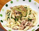 水菜と豚肉のうどんでパスタ作り方8写真