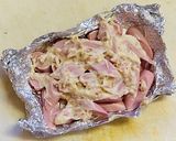 魚肉ソーセージの梅マヨ＆チーズ焼き作り方3写真