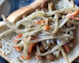 納豆とゴボウサラダのトースト作り方3写真