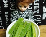 リカちゃん♡絹さやカニカマ貝割れマヨ和え作り方1写真