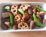 弁当にこんにゃくとレンコンの煮物★常備菜作り方5写真
