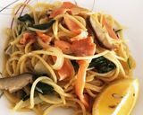スモークサーモンとキノコのクリームパスタ作り方9写真