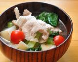 豚しゃぶとナガイモのみそ汁作り方6写真