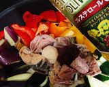 簡単ズボラ♥️夏野菜サバ缶和風アヒージョ作り方5写真