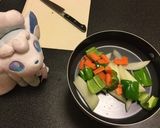 山ごはん！野菜たっぷり焼き鳥の豆乳うどん作り方2写真