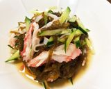 もずくときゅうりとカニカマの酢の物作り方5写真