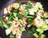 エビ青梗菜しいたけの餡掛け豆腐作り方2写真