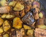 手抜き料理！ナスとサバオイル漬けの煮物作り方3写真