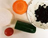 介護食☆すり下ろし野菜の黒甘酢酢の物作り方1写真