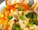 レンジ温野菜卵エビチリ味チャンプル作り方17写真