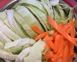 簡単なキャベツと豚肉の焼きうどん作り方1写真