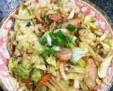 簡単なキャベツと豚肉の焼きうどん作り方5写真