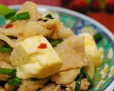 豚バラ肉とお豆腐とニラのピリ辛炒め作り方6写真