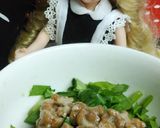 リカちゃん♡生ほうれん草甘酢和えon納豆作り方8写真