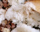 ステーキ肉とにんにくでスタミナ炒飯作り方6写真