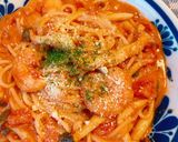 ＊海老としめじのトマトクリームパスタ＊作り方5写真