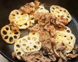 れんこんと牛肉の甘辛炒め作り方3写真