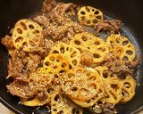 れんこんと牛肉の甘辛炒め作り方5写真