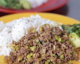 ブロッコリーの芯で焼肉のたれそぼろ炒め作り方4写真