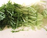 m栄養◎水菜と豚肉の卵入り味噌炒め作り方3写真
