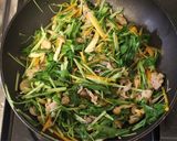 m栄養◎水菜と豚肉の卵入り味噌炒め作り方5写真